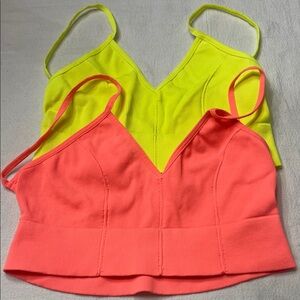 Free People Neon Yellow and Coral Camisoles
